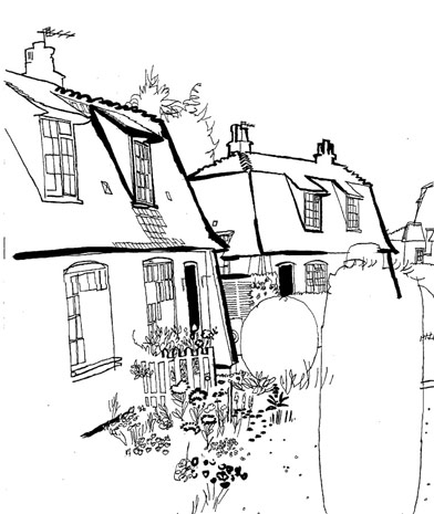 lucinda rogers dictionary of urbanism black and white ink drawing illustration letchworth countryside 