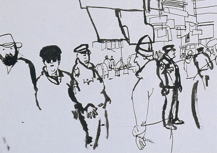 Broadway and Fulton on Christmas Day 2001 (detail)