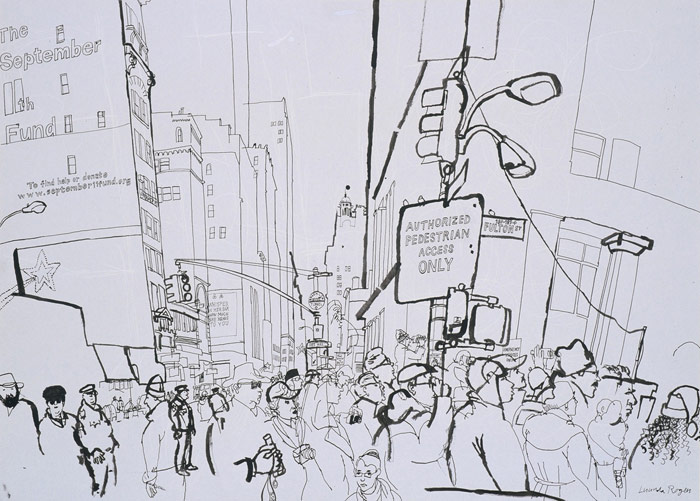 Broadway and Fulton on Christmas Day 2001 50 x 70cm