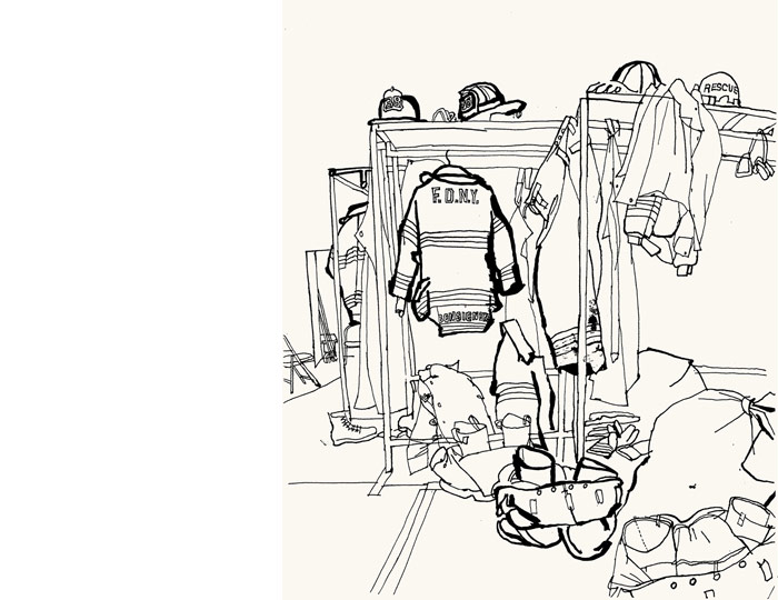 lucinda rogers ground zero line drawing september 11 new york city firefighter uniforms ten ten firehouse